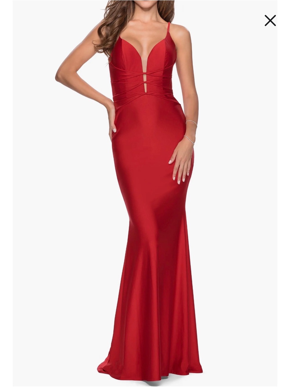 La Femme Long Dress with Knotted Detail and Lace Up Back